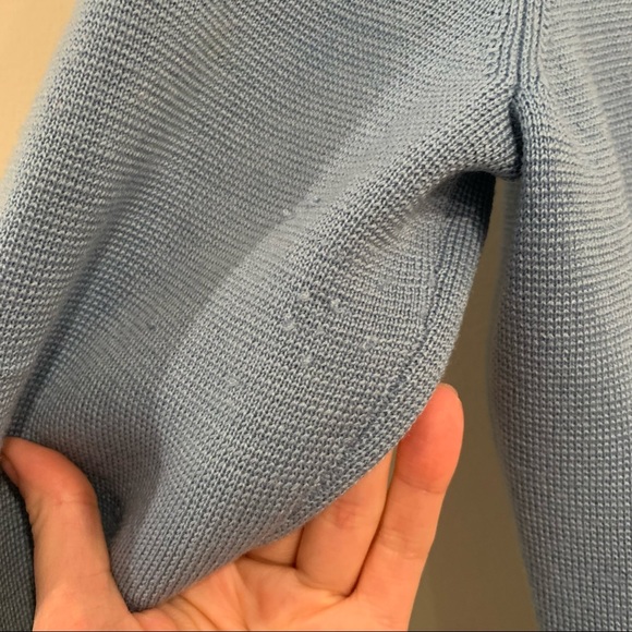 Theory Large Button Peplum Cardigan Sweater Jacket Blue - Picture 6 of 7